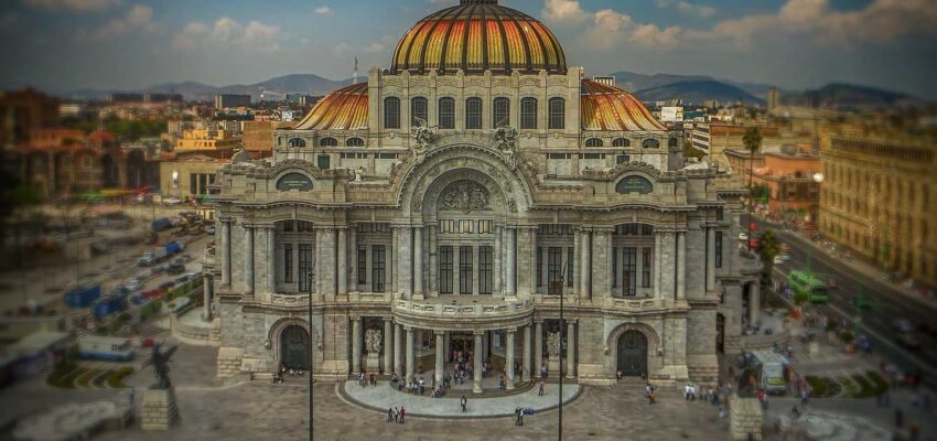 Palacio de Bellas Artes, Mexico, vue aérienne.