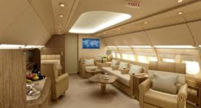 intérieur beige luxueux jet privé A319-CJ