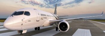 location de jet privé : ACJ 220 au coucher du soleil