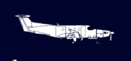 Location de jet privé : avion profil, fond bleu foncé.