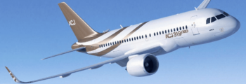 location de jet privé : ACJ A340 dans le ciel.